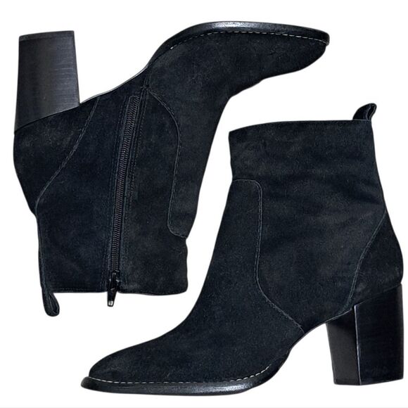 Bernardo Norwich Leather Suede Western Goth Ankle Boots Black Size 7 - Picture 1 of 13